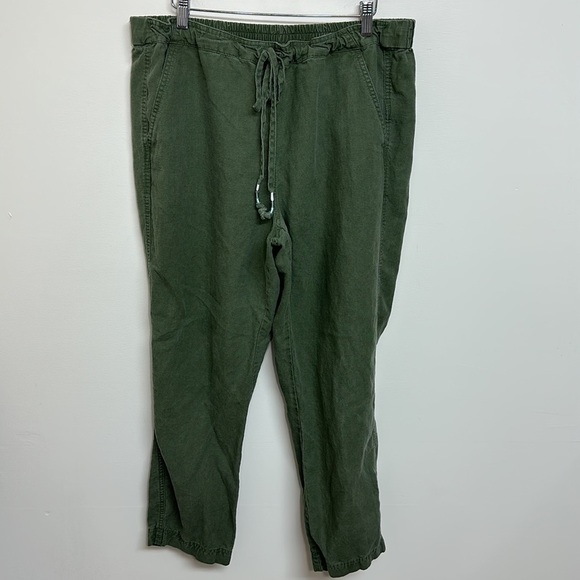 J. Crew Tie Waist Seaside Pant in Linen Blend Green XLT - Picture 4 of 8